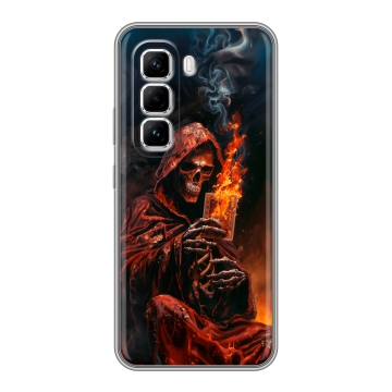 Силиконовый чехол на Infinix Hot 50 Pro с принтом Скелет и карты Силиконовый чехол на Infinix Hot 50 Pro с принтом Скелет и карты