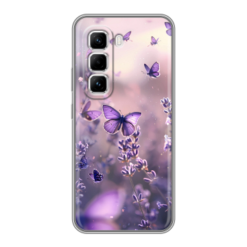 Силиконовый чехол на Infinix Hot 50 Pro с принтом бабочки и лаванда Силиконовый чехол на Infinix Hot 50 Pro с принтом бабочки и лаванда