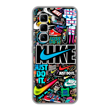 Силиконовый чехол на Infinix Hot 50 Pro с принтом найк nike черный