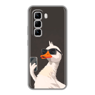 Силиконовый чехол на Infinix Hot 50 Pro с принтом утка в очках Силиконовый чехол на Infinix Hot 50 Pro с принтом утка в очках