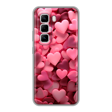 Силиконовый чехол на Infinix Hot 50 Pro с принтом розовые сердечки Силиконовый чехол на Infinix Hot 50 Pro с принтом розовые сердечки