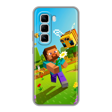 Силиконовый чехол на Infinix Hot 50 Pro с принтом Майнкрафт Minecraft Силиконовый чехол на Infinix Hot 50 Pro с принтом Майнкрафт Minecraft