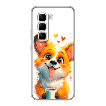 Силиконовый чехол на Infinix Hot 50 Pro с принтом корги Силиконовый чехол на Infinix Hot 50 Pro с принтом корги