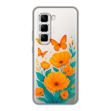 Силиконовый чехол на Infinix Hot 50 Pro с принтом цветы бабочки