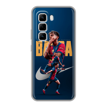 Силиконовый чехол на Infinix Hot 50 Pro с принтом Барселона Barca Yamal Силиконовый чехол на Infinix Hot 50 Pro с принтом Барселона Barca Yamal