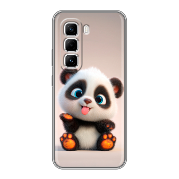 Силиконовый чехол на Infinix Hot 50 Pro с принтом милая панда Силиконовый чехол на Infinix Hot 50 Pro с принтом милая панда