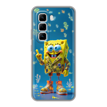 Силиконовый чехол на Infinix Hot 50 Pro с принтом Спанч боб Спанчбоб Силиконовый чехол на Infinix Hot 50 Pro с принтом Спанч боб Спанчбоб