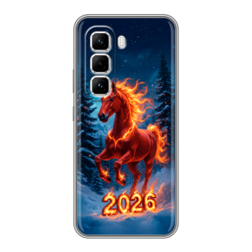 Силиконовый чехол на Infinix Hot 50 Pro с принтом Новый год коня