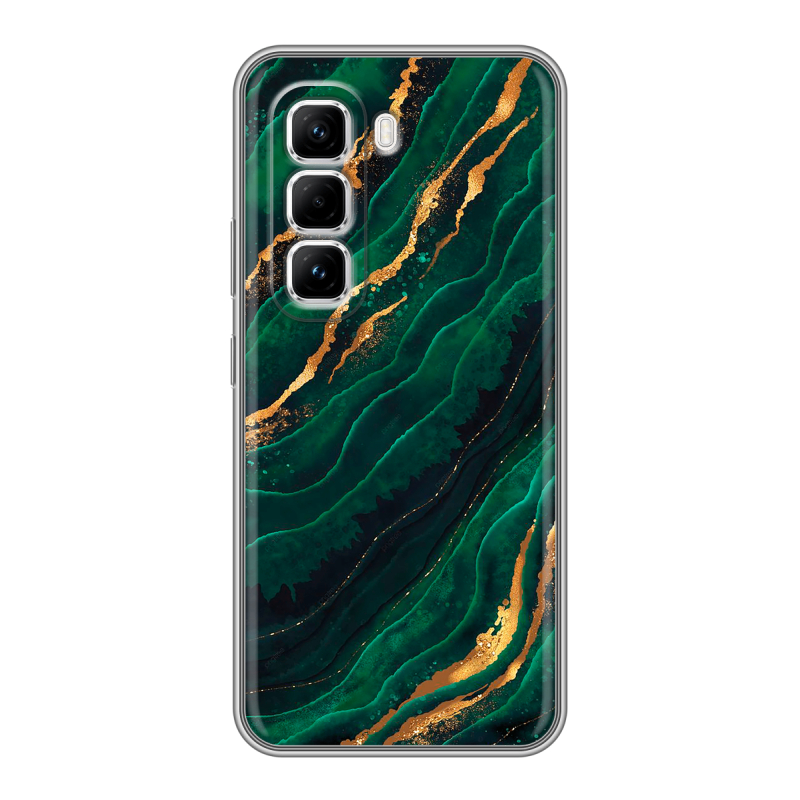 Силиконовый чехол на Infinix Hot 50 Pro с принтом Мрамор зеленое золото Силиконовый чехол на Infinix Hot 50 Pro с принтом Мрамор зеленое золото