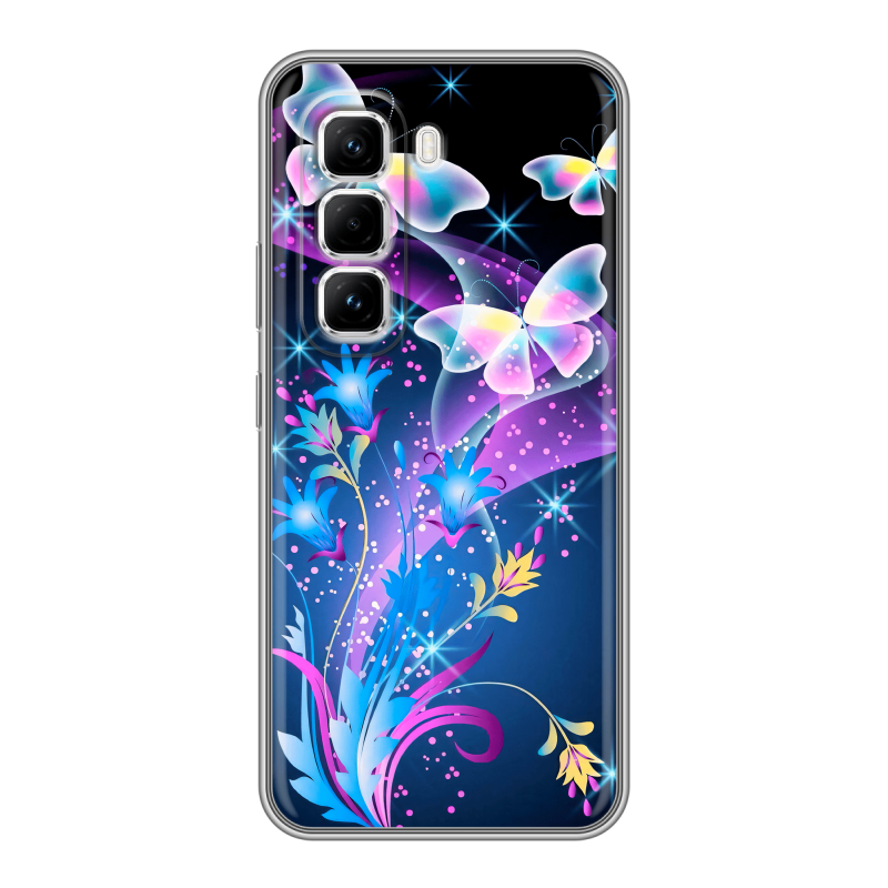 Силиконовый чехол на Infinix Hot 50 Pro с принтом Бабочки Силиконовый чехол на Infinix Hot 50 Pro с принтом Бабочки