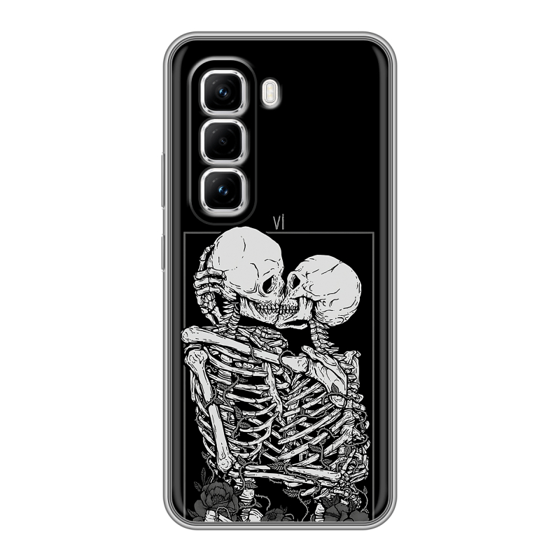 Силиконовый чехол на Infinix Hot 50 Pro с принтом Поцелуй скелетов Силиконовый чехол на Infinix Hot 50 Pro с принтом Поцелуй скелетов