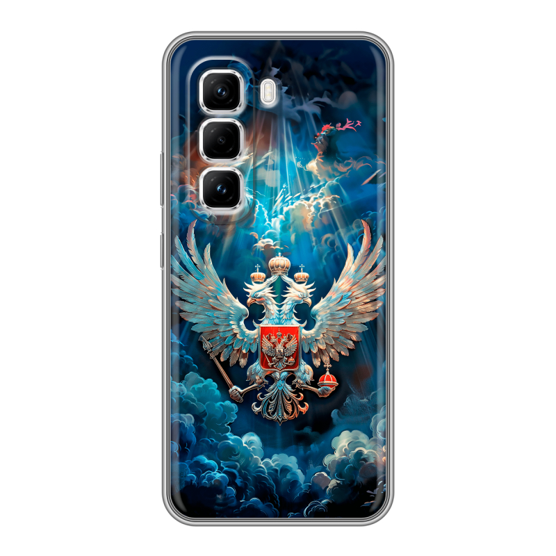 Силиконовый чехол на Infinix Hot 50 Pro с принтом Герб флаг России Силиконовый чехол на Infinix Hot 50 Pro с принтом Герб флаг России