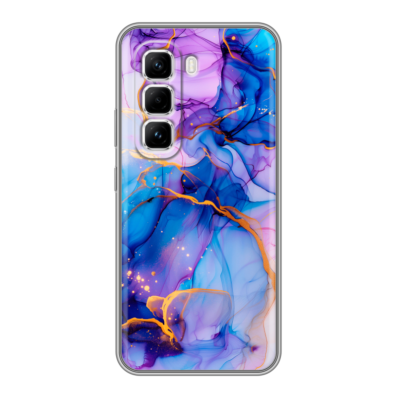 Силиконовый чехол на Infinix Hot 50 Pro с принтом синий мрамор Силиконовый чехол на Infinix Hot 50 Pro с принтом синий мрамор