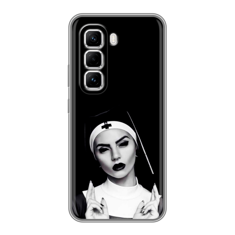 Силиконовый чехол на Infinix Hot 50 Pro с принтом монашка Силиконовый чехол на Infinix Hot 50 Pro с принтом монашка