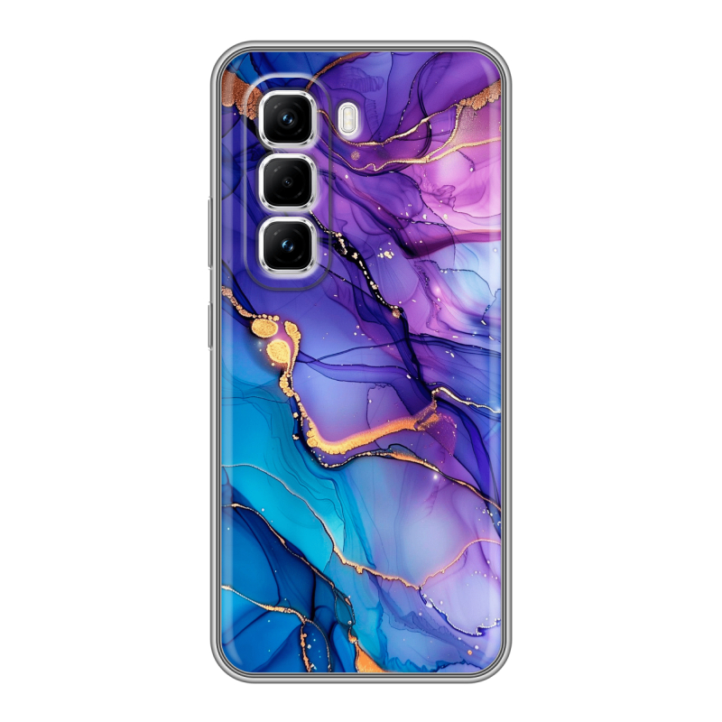 Силиконовый чехол на Infinix Hot 50 Pro с принтом синий мрамор Силиконовый чехол на Infinix Hot 50 Pro с принтом синий мрамор
