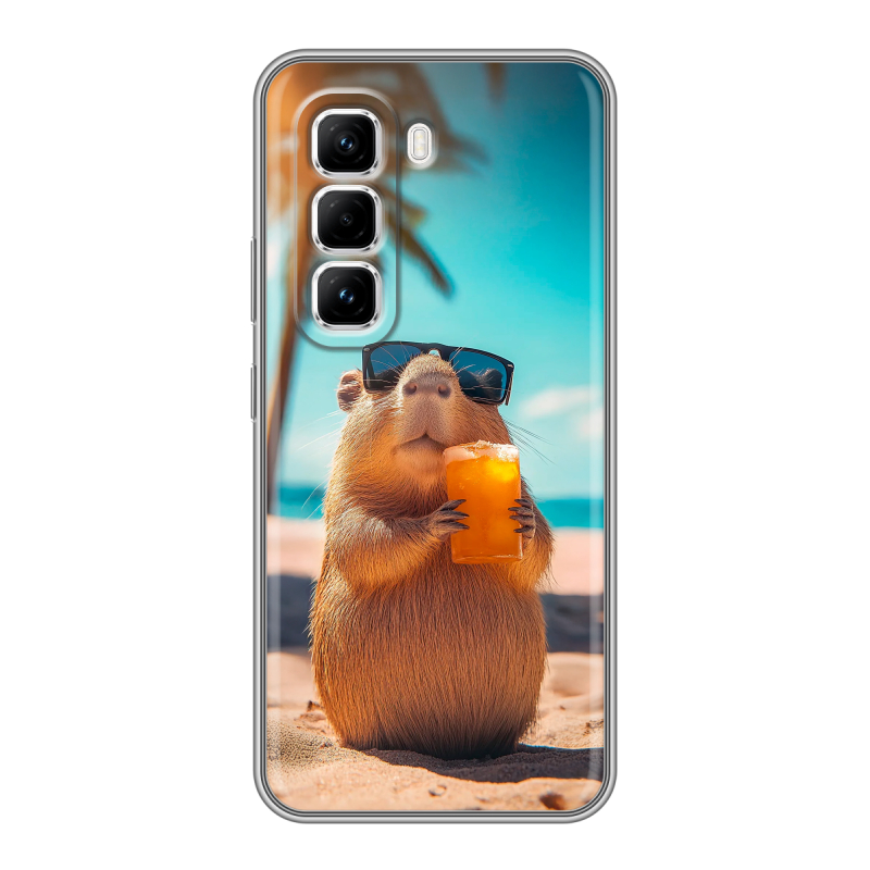 Силиконовый чехол на Infinix Hot 50 Pro с принтом Капибара Силиконовый чехол на Infinix Hot 50 Pro с принтом Капибара