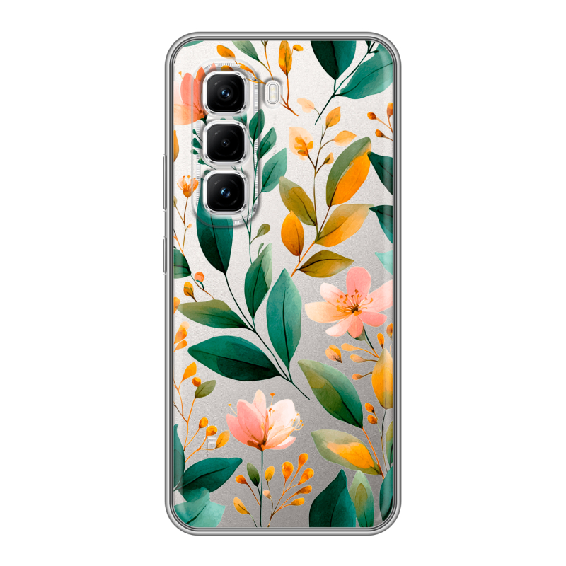 Силиконовый чехол на Infinix Hot 50 Pro с принтом Цветы паттерн Силиконовый чехол на Infinix Hot 50 Pro с принтом Цветы паттерн