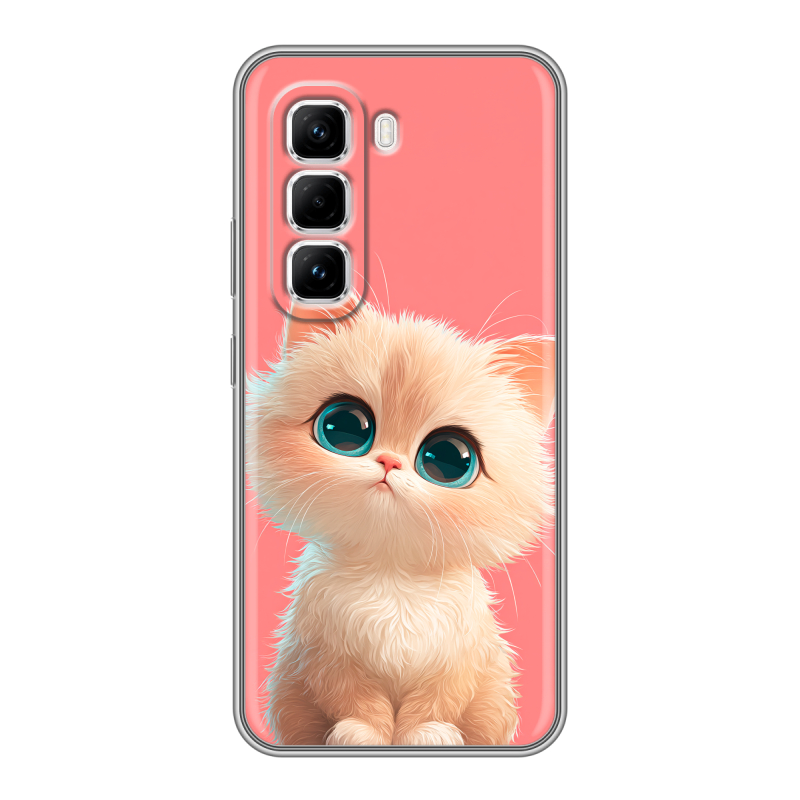 Силиконовый чехол на Infinix Hot 50 Pro с принтом Розовый котенок Силиконовый чехол на Infinix Hot 50 Pro с принтом Розовый котенок