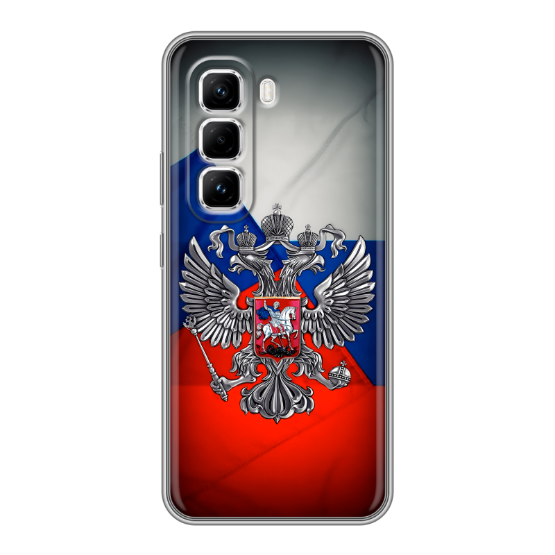 Силиконовый чехол на Infinix Hot 50 Pro с принтом Флаг России Силиконовый чехол на Infinix Hot 50 Pro с принтом Флаг России
