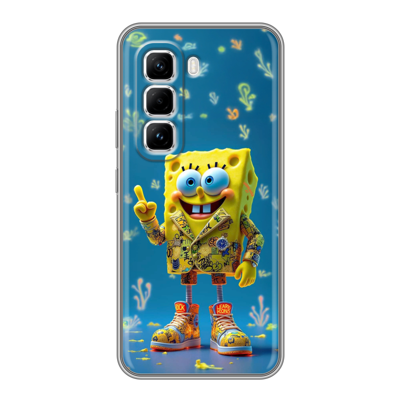 Силиконовый чехол на Infinix Hot 50 Pro с принтом Спанч боб Спанчбоб Силиконовый чехол на Infinix Hot 50 Pro с принтом Спанч боб Спанчбоб