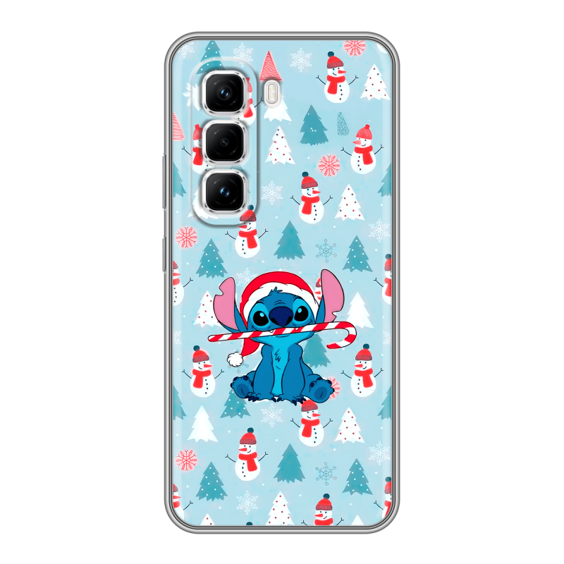 Силиконовый чехол на Infinix Hot 50 Pro с принтом Стич Новый год Силиконовый чехол на Infinix Hot 50 Pro с принтом Стич Новый год