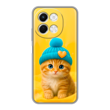 Силиконовый чехол на Tecno Spark 30 5G с принтом Котенок в шапке