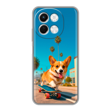 Силиконовый чехол на Tecno Spark 30 5G с принтом Корги на скейте Силиконовый чехол на Tecno Spark 30 5G с принтом Корги на скейте