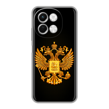 Силиконовый чехол на Tecno Spark 30 5G с принтом Герб России желтый