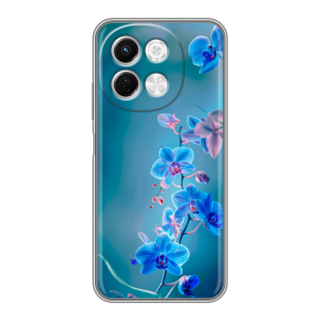 Силиконовый чехол на Tecno Spark 30 5G с принтом Голубые цветы Силиконовый чехол на Tecno Spark 30 5G с принтом Голубые цветы