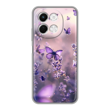 Силиконовый чехол на Tecno Spark 30 5G с принтом бабочки и лаванда