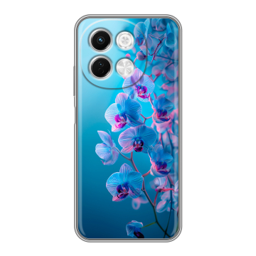Силиконовый чехол на Tecno Spark 30 5G с принтом голубые орхидеи