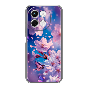 Силиконовый чехол на Tecno Spark 30 5G с принтом цветы бабочки Силиконовый чехол на Tecno Spark 30 5G с принтом цветы бабочки
