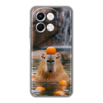 Силиконовый чехол на Tecno Spark 30 5G с принтом Капибара с апельсином