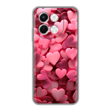 Силиконовый чехол на Tecno Spark 30 5G с принтом розовые сердечки Силиконовый чехол на Tecno Spark 30 5G с принтом розовые сердечки