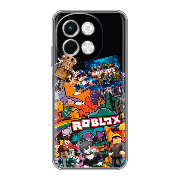 Силиконовый чехол на Tecno Spark 30 5G с принтом Roblox Роблокс