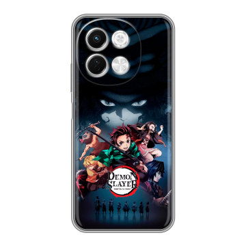 Силиконовый чехол на Tecno Spark 30 5G с принтом Demon Slayer Клинок рассекающий демонов