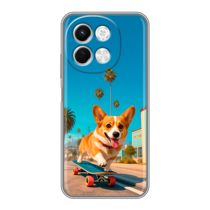 Силиконовый чехол на Tecno Spark 30 5G с принтом Корги на скейте Силиконовый чехол на Tecno Spark 30 5G с принтом Корги на скейте