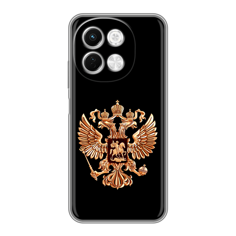 Силиконовый чехол на Tecno Spark 30 5G с принтом Герб России золотой Силиконовый чехол на Tecno Spark 30 5G с принтом Герб России золотой