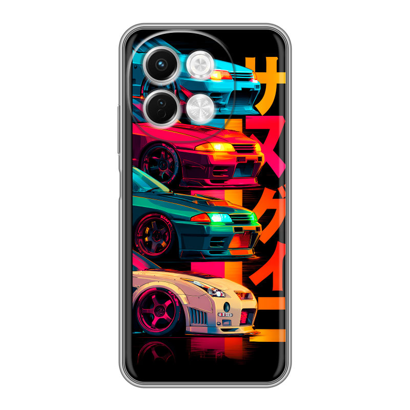 Силиконовый чехол на Tecno Spark 30 5G с принтом Гоночные машины Силиконовый чехол на Tecno Spark 30 5G с принтом Гоночные машины
