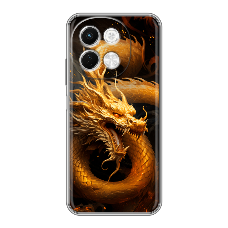 Силиконовый чехол на Tecno Spark 30 5G с принтом Золотой дракон Силиконовый чехол на Tecno Spark 30 5G с принтом Золотой дракон
