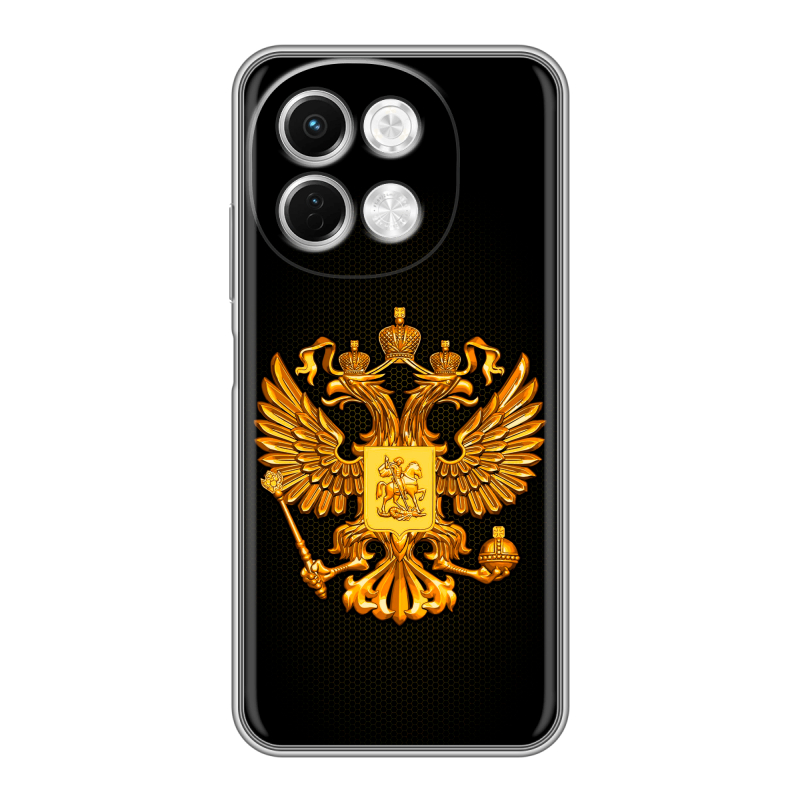 Силиконовый чехол на Tecno Spark 30 5G с принтом Герб России желтый Силиконовый чехол на Tecno Spark 30 5G с принтом Герб России желтый
