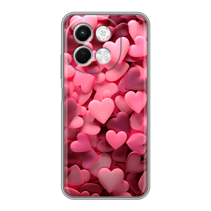 Силиконовый чехол на Tecno Spark 30 5G с принтом розовые сердечки Силиконовый чехол на Tecno Spark 30 5G с принтом розовые сердечки