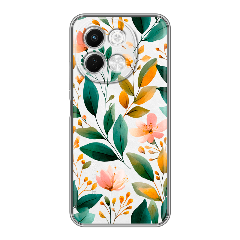 Силиконовый чехол на Tecno Spark 30 5G с принтом Цветы паттерн Силиконовый чехол на Tecno Spark 30 5G с принтом Цветы паттерн