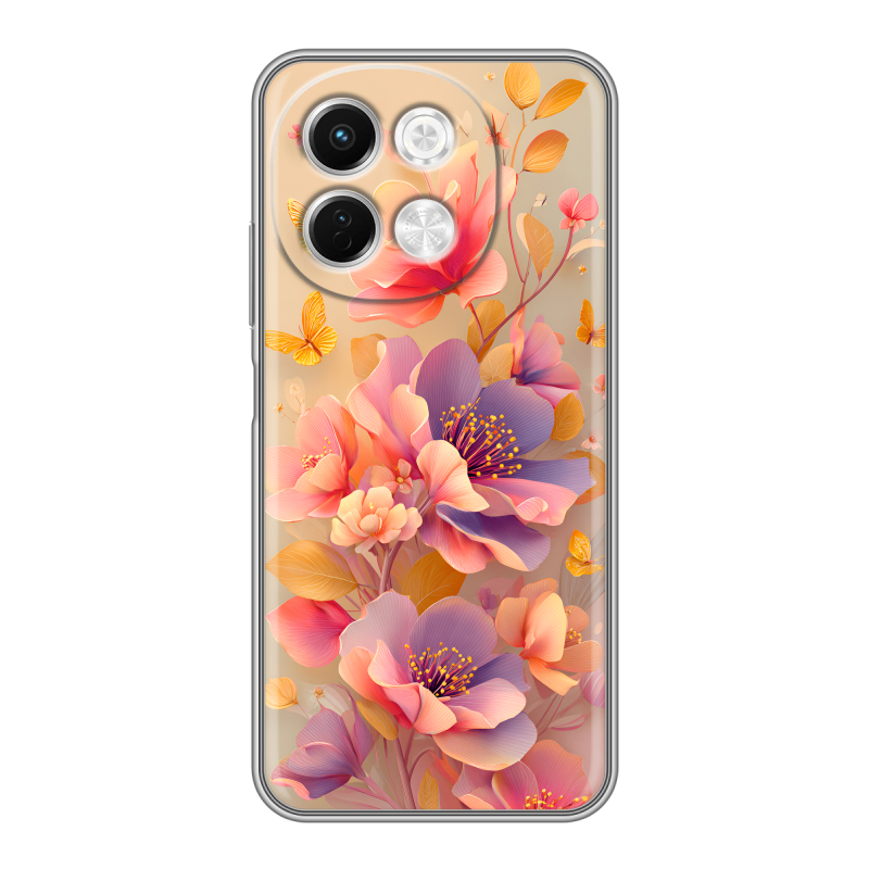 Силиконовый чехол на Tecno Spark 30 5G с принтом Цветы и бабочки Силиконовый чехол на Tecno Spark 30 5G с принтом Цветы и бабочки