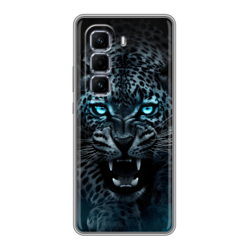 Силиконовый чехол на Infinix Hot 50 Pro Plus с принтом Темный леопард Силиконовый чехол на Infinix Hot 50 Pro Plus с принтом Темный леопард