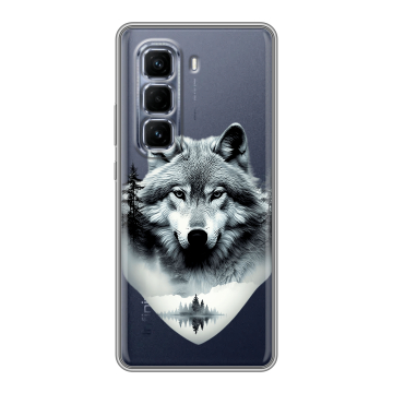 Силиконовый чехол на Infinix Hot 50 Pro Plus с принтом Волк в лесу
