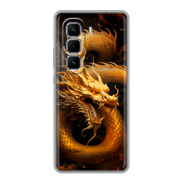 Силиконовый чехол на Infinix Hot 50 Pro Plus с принтом Золотой дракон Силиконовый чехол на Infinix Hot 50 Pro Plus с принтом Золотой дракон