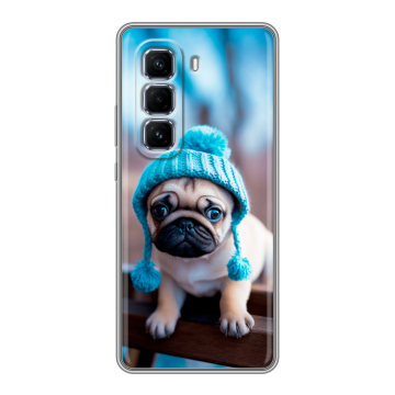 Силиконовый чехол на Infinix Hot 50 Pro Plus с принтом Мопс в шапке
