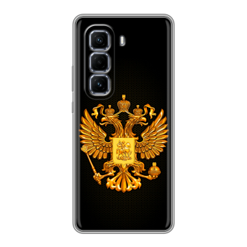 Силиконовый чехол на Infinix Hot 50 Pro Plus с принтом Герб России желтый