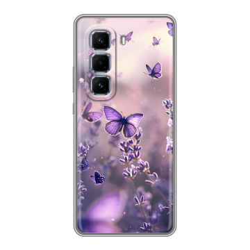 Силиконовый чехол на Infinix Hot 50 Pro Plus с принтом бабочки и лаванда